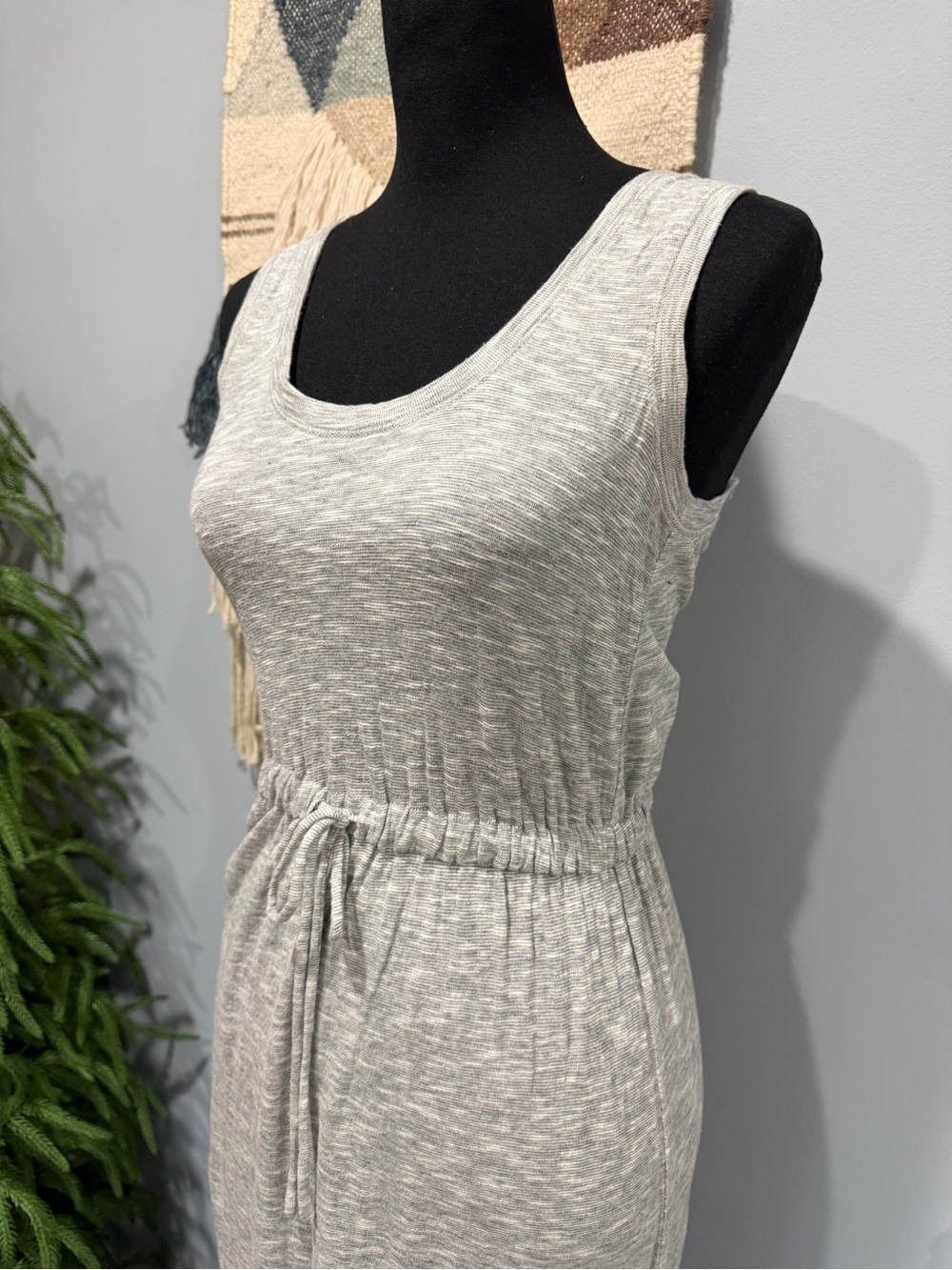 J.Crew Gray Heather Maxi Dress XXS Sleeveless Drawstring Waist Casual Lounge